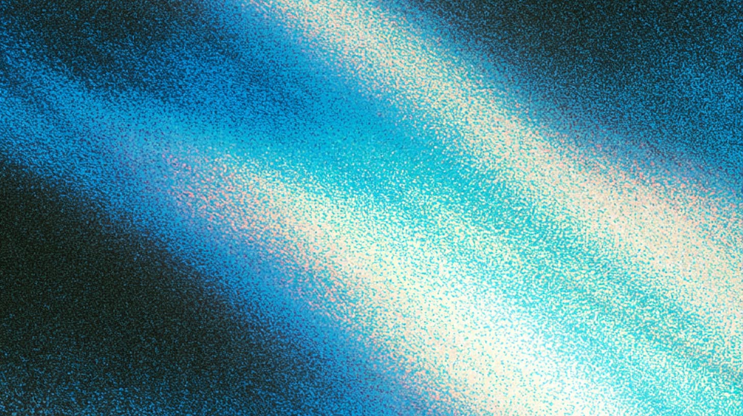 Abstract blue and teal header graphic for the Roux launch by Gumbo